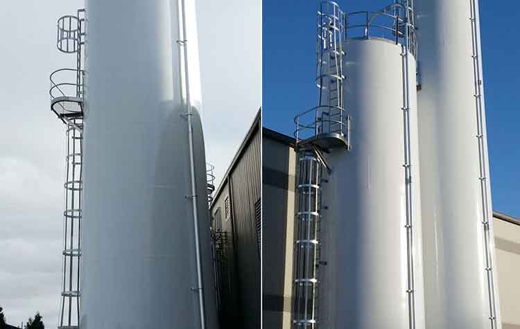 welded steel silo white